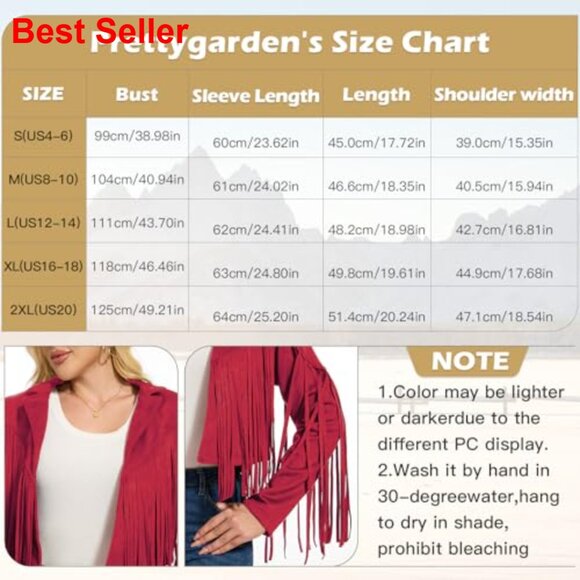 Faux Suede Leather Fringe Jacket Tassel Western Motorcycle Coat - Picture 6 of 6